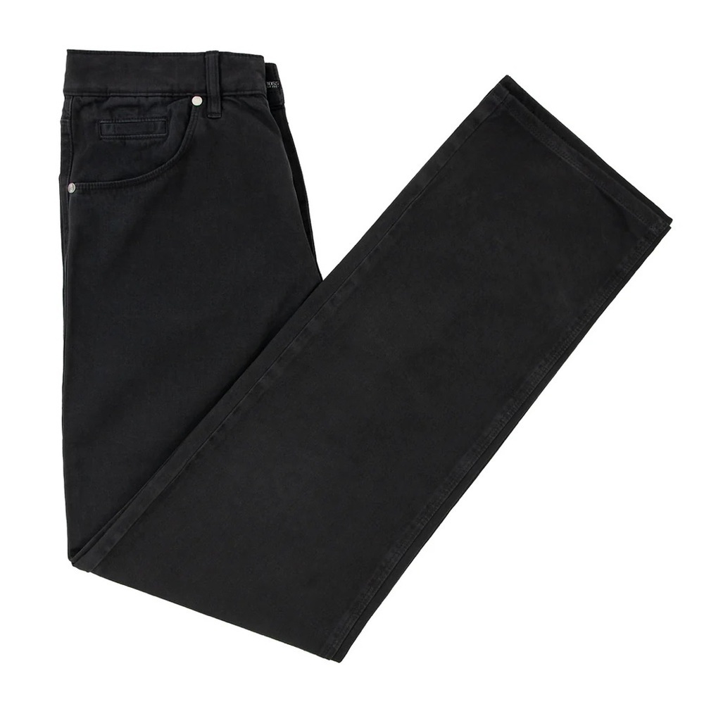 Hugo Boss Oakland Black Cotton Cashmere Flat Front 5-Pocket Jean Cut Pants 38W